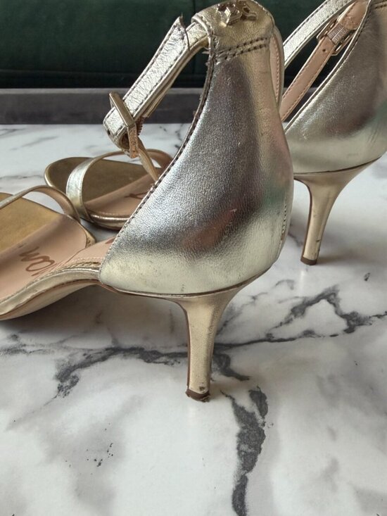 Sam Edelman Patti Gold Leather Sandal Heels Size 8.5 main image 0